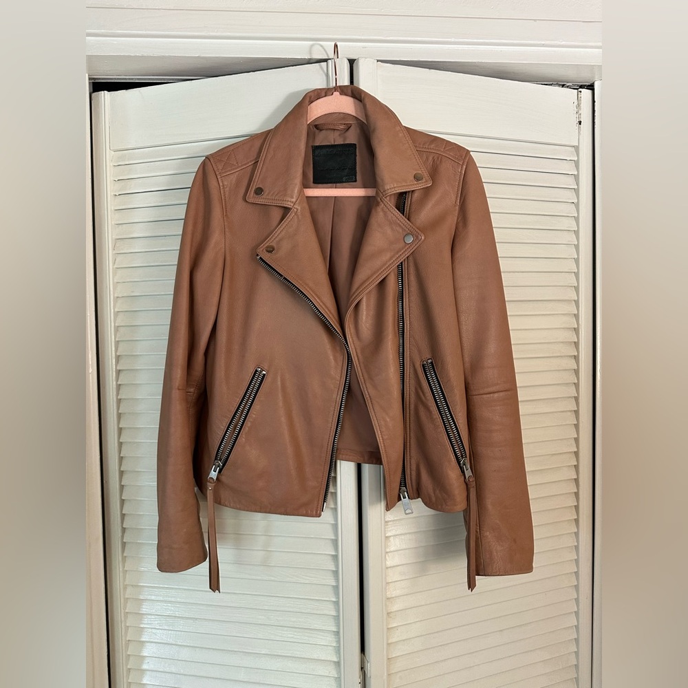 All Saints Lambskin Leather Moto Jacket
